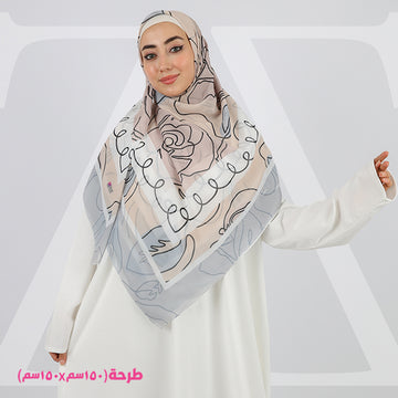 طرحة شيفون مربع - مطبوع