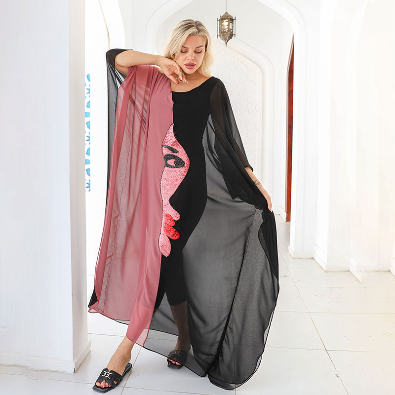 Dubai  Chiffon Jalabiya- Embroidered