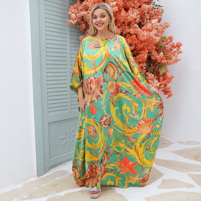 Dubai Silky Satin Jalabiya - Printed