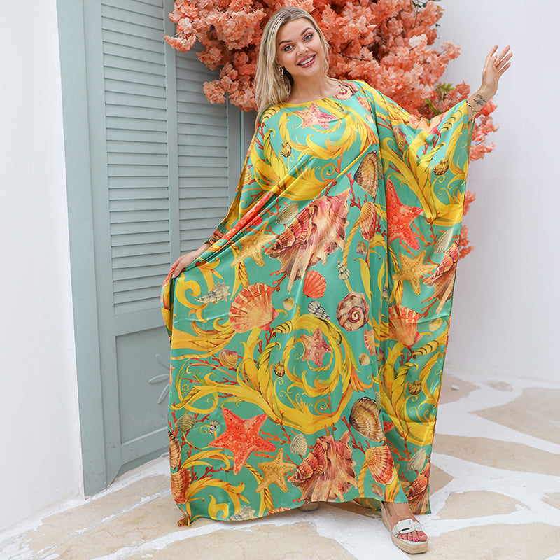 Dubai Silky Satin Jalabiya - Printed