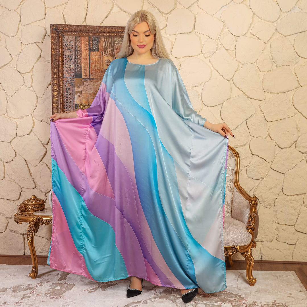 Dubai  Silky Satin Jalabiya - Printed