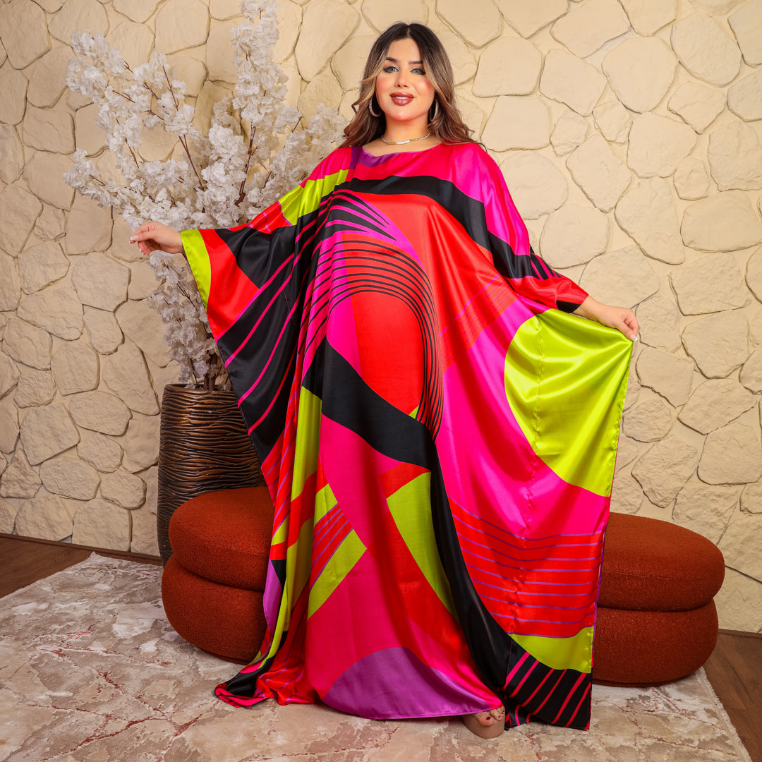 Dubai Silky Satin Jalabiya - Printed