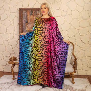 Dubai Silky Satin Jalabiya - Printed