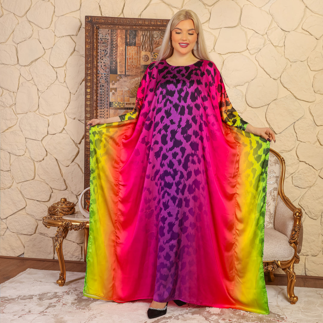 Dubai Silky Satin Jalabiya - Printed