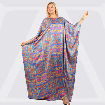 Dubai  Silky Satin Jalabiya - Printed