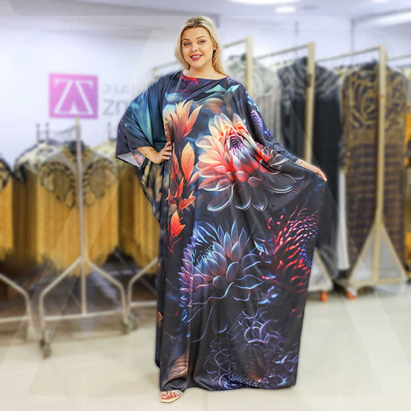 Dubai  Silky Satin Jalabiya - Printed