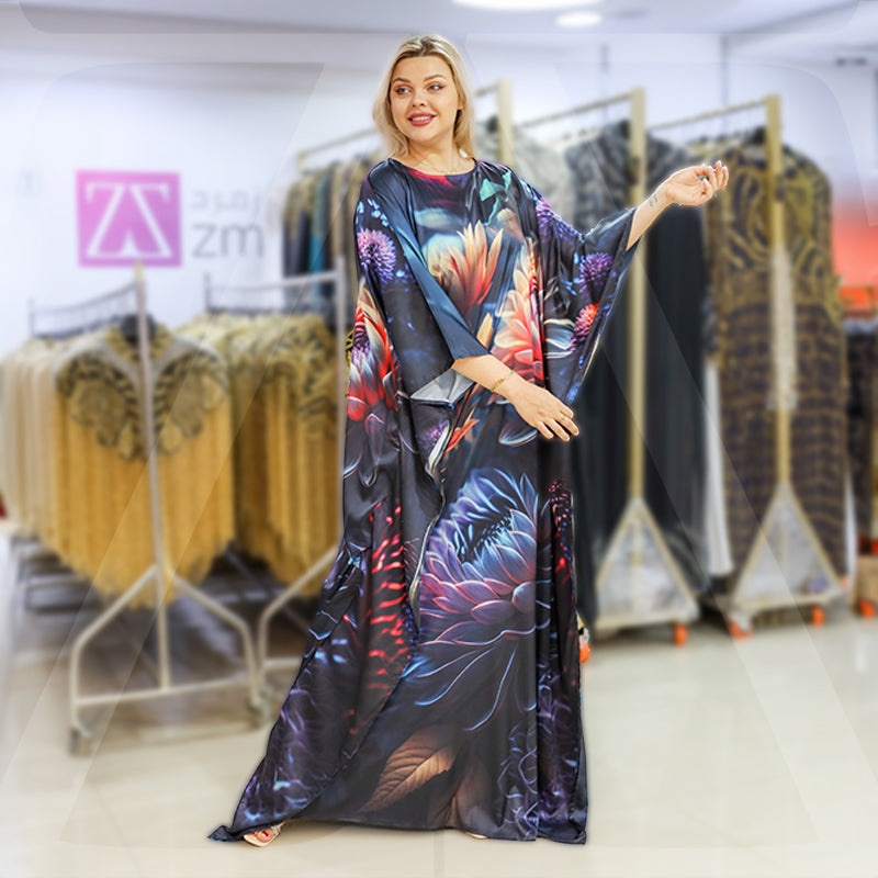 Dubai  Silky Satin Jalabiya - Printed