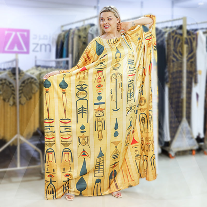 Dubai  Silky Satin Jalabiya - Printed