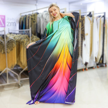 Dubai  Silky Satin Jalabiya - Printed