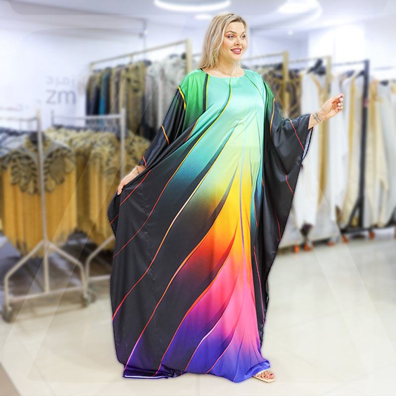 Dubai  Silky Satin Jalabiya - Printed