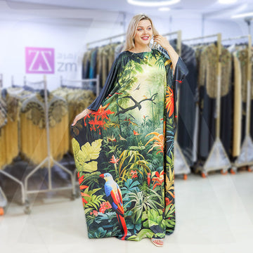 Dubai  Silky Satin Jalabiya - Printed