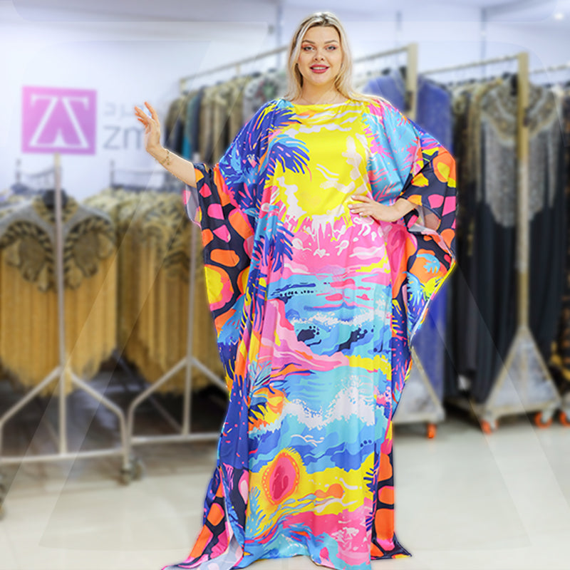 Dubai  Silky Satin Jalabiya - Printed