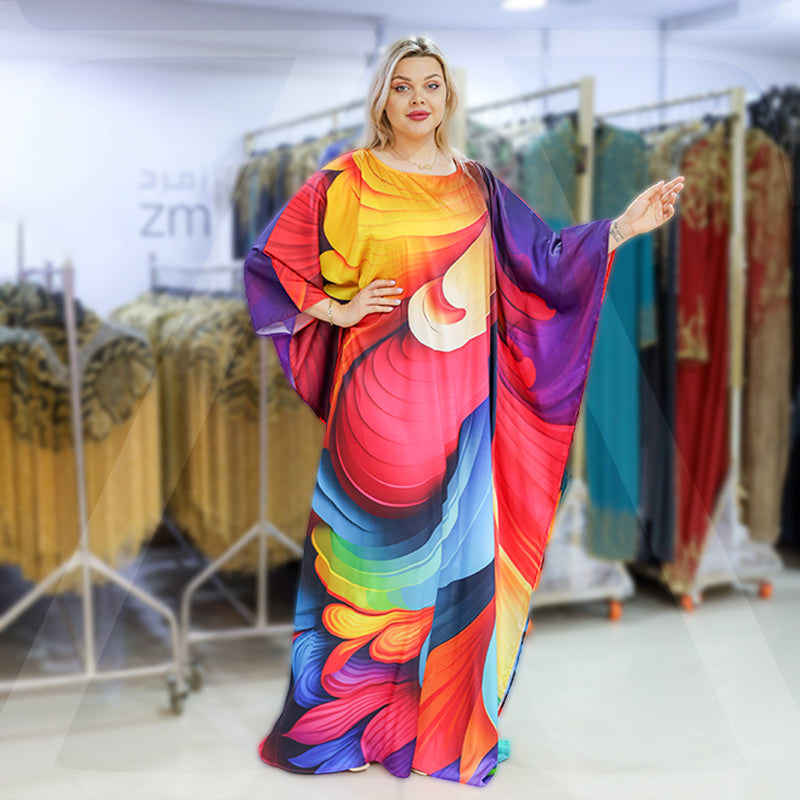 Dubai  Silky Satin Jalabiya - Printed