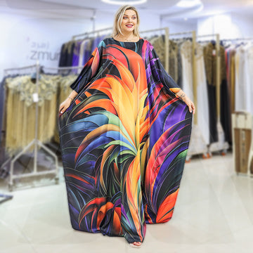 Dubai  Silky Satin Jalabiya - Printed