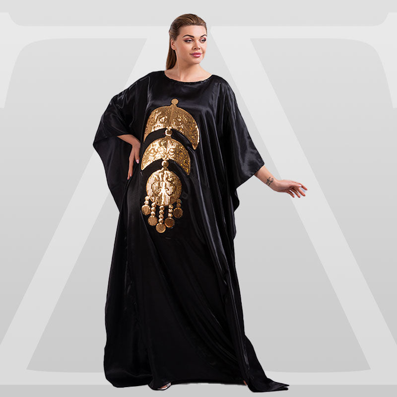 Dubai Silky Satin Jalabiya - embroidered