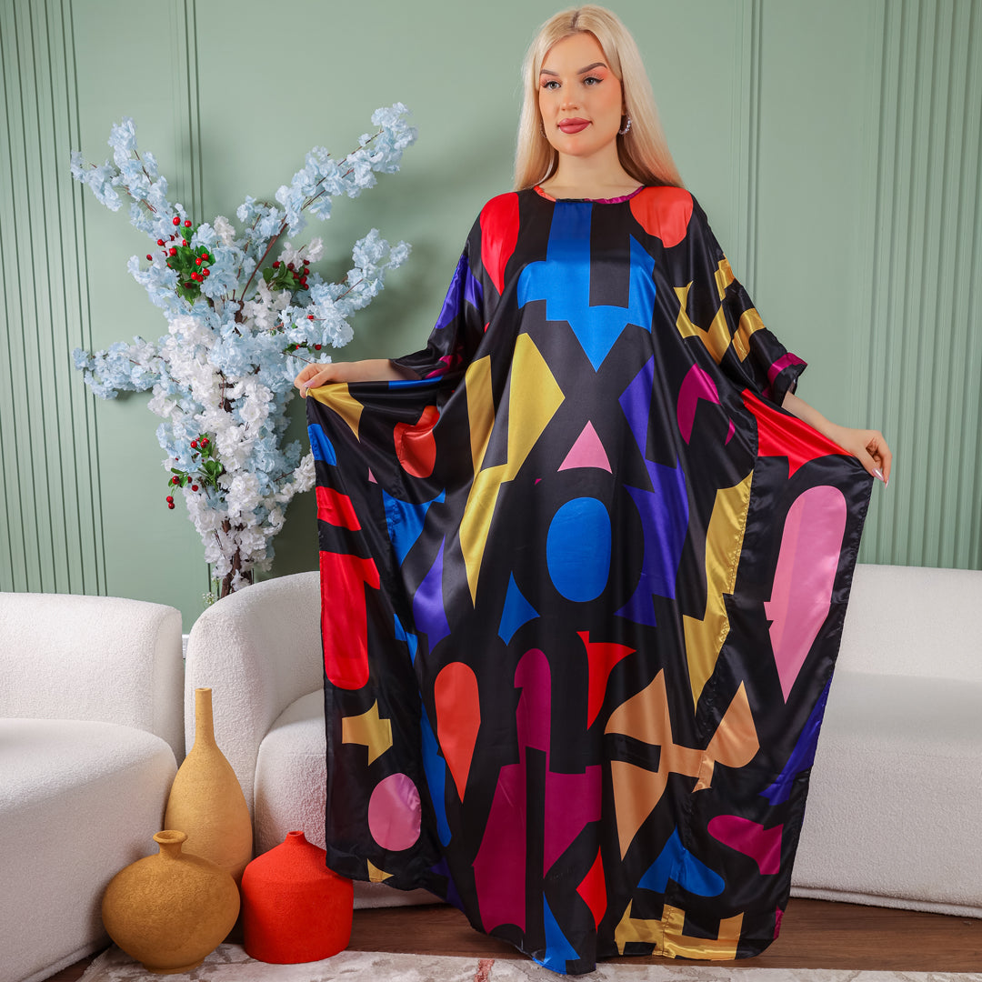 Dubai Silky Satin Jalabiya - Printed
