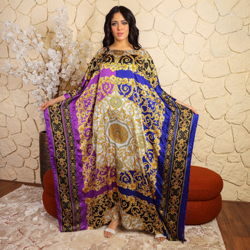 Dubai Silky Satin Jalabiya - Printed