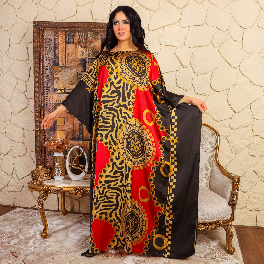 Dubai Silky Satin Jalabiya - Printed