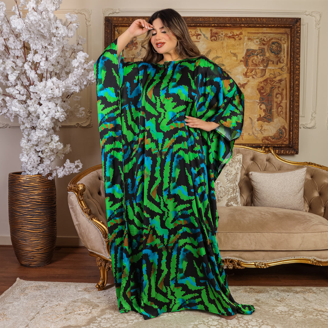 Dubai Silky Satin Jalabiya - Printed
