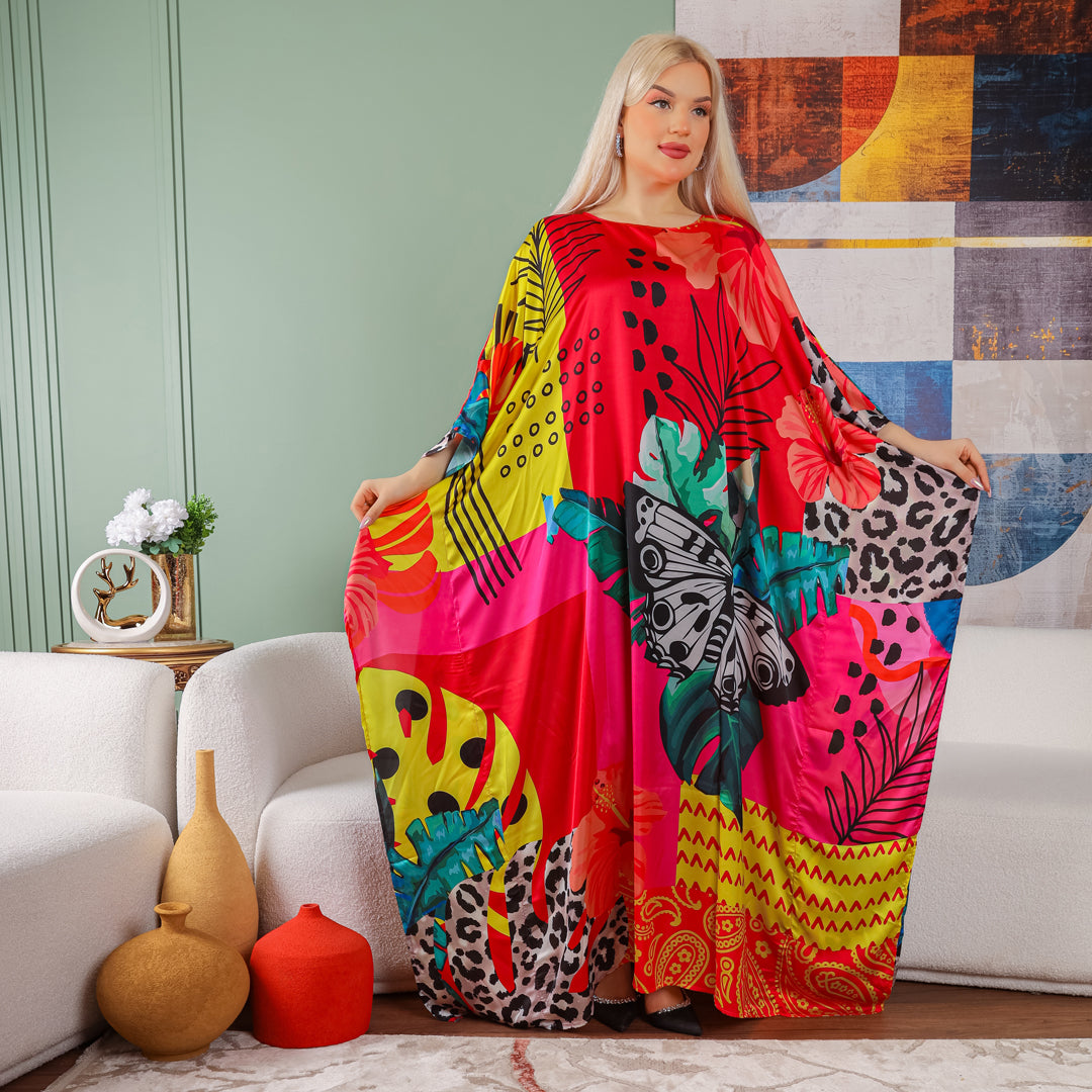 Dubai Silky Satin Jalabiya - Printed