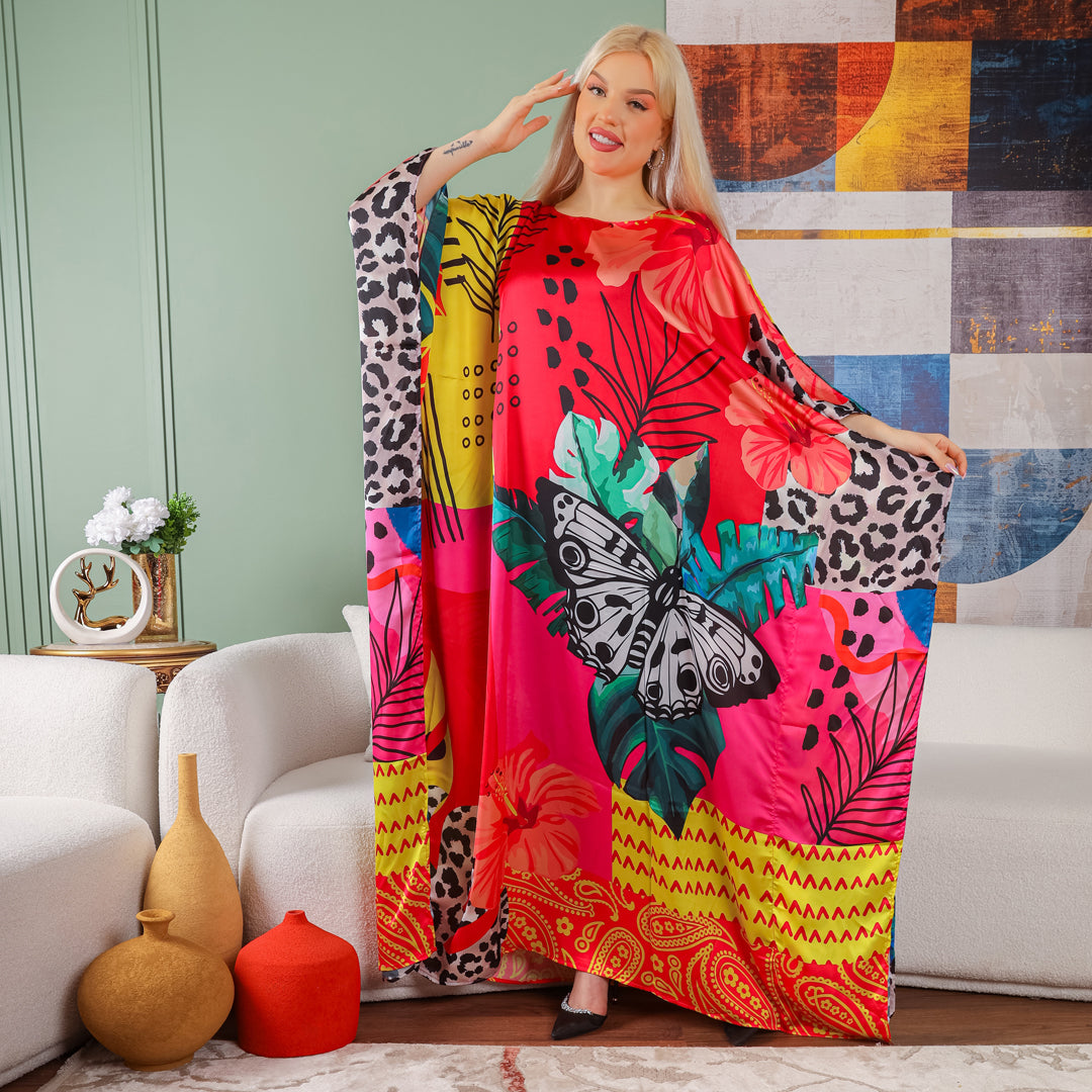 Dubai Silky Satin Jalabiya - Printed