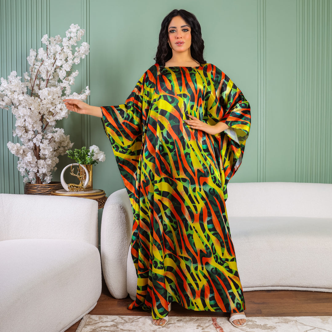Dubai Silky Satin Jalabiya - Printed