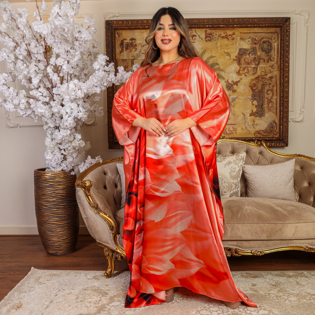 Dubai Silky Satin Jalabiya - Printed
