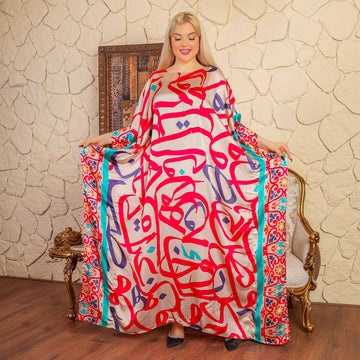 Dubai Silky Satin Jalabiya - Printed