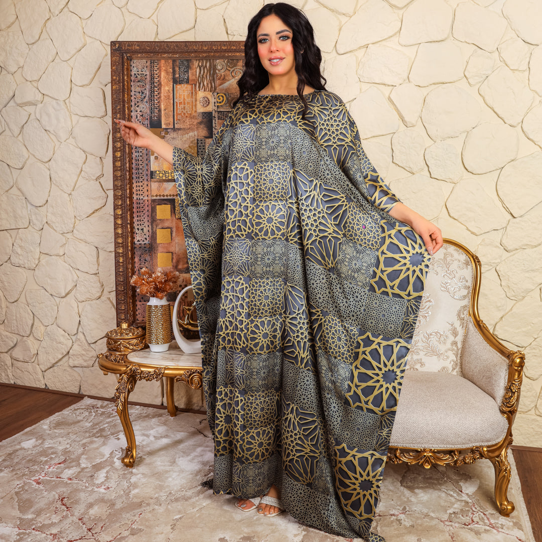 Dubai  Silky Satin Jalabiya - Printed