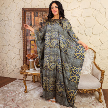 Dubai  Silky Satin Jalabiya - Printed