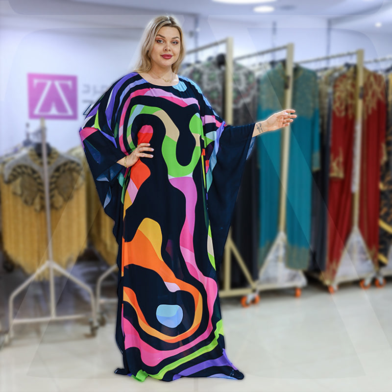 Dubai  Silky Satin Jalabiya - Printed