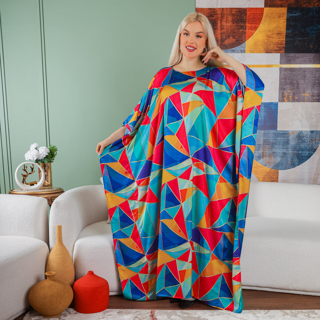 Dubai Silky Satin Jalabiya - Printed