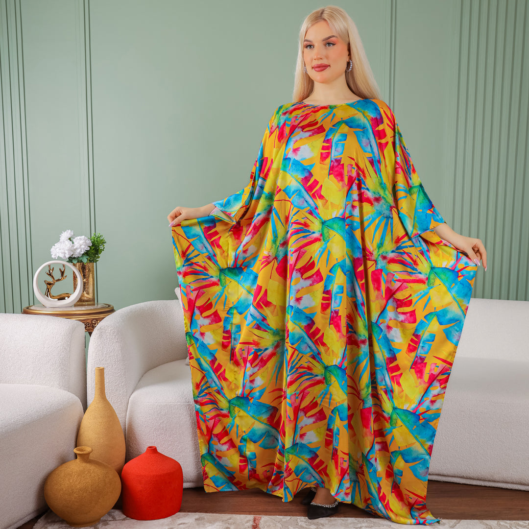 Dubai  Silky Satin Jalabiya - Printed