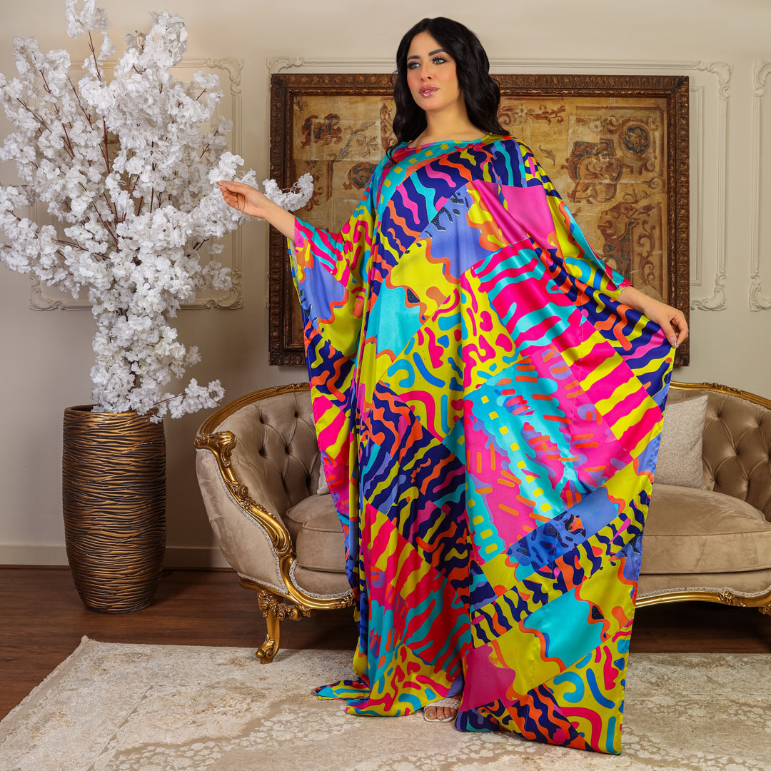 Dubai  Silky Satin Jalabiya - Printed