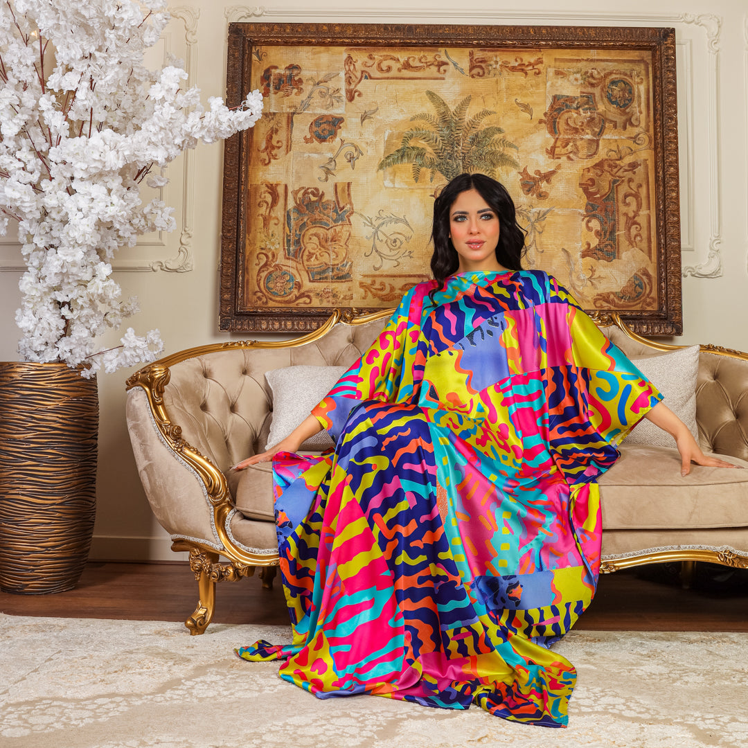 Dubai  Silky Satin Jalabiya - Printed