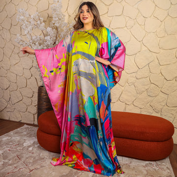 Dubai  Silky Satin Jalabiya - Printed