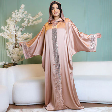إسدال مغربى   حرير ستان - ساده 