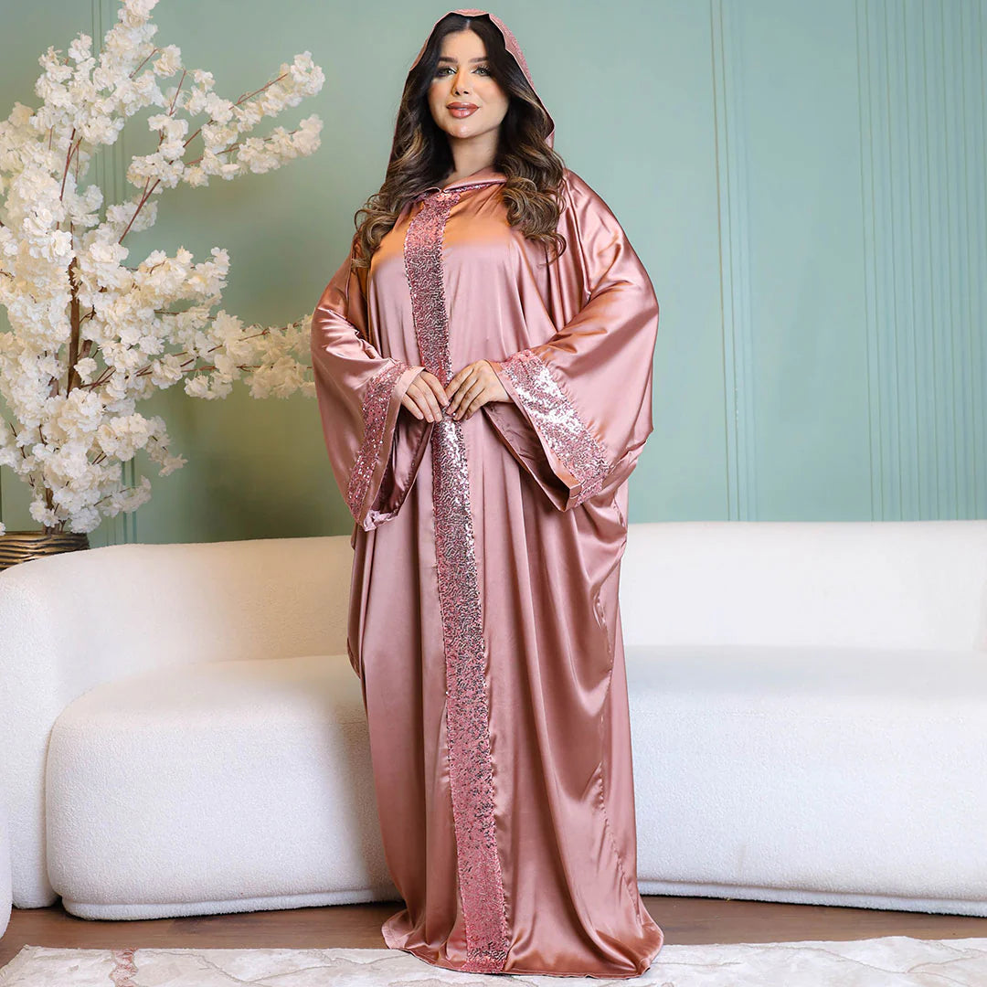 إسدال مغربى   حرير ستان - ساده 