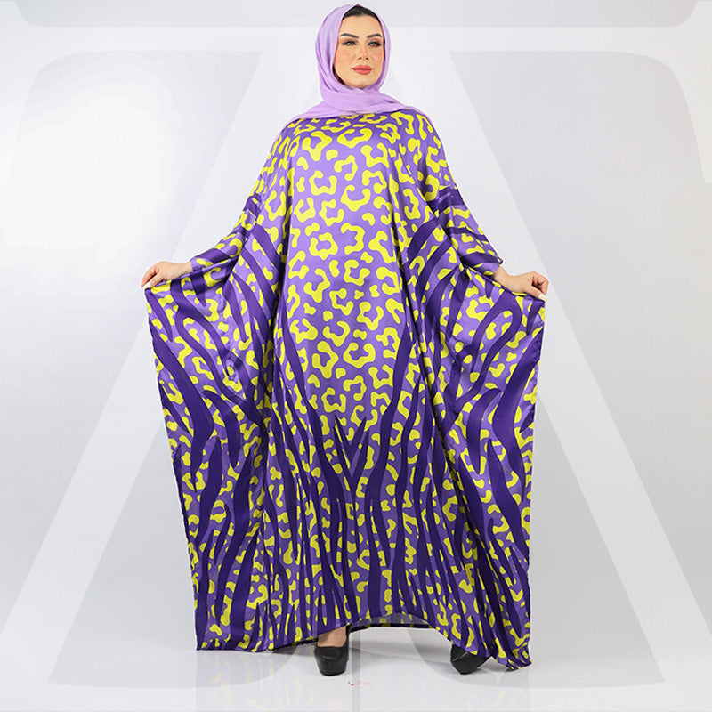 Dubai Silky Satin Jalabiya - Printed