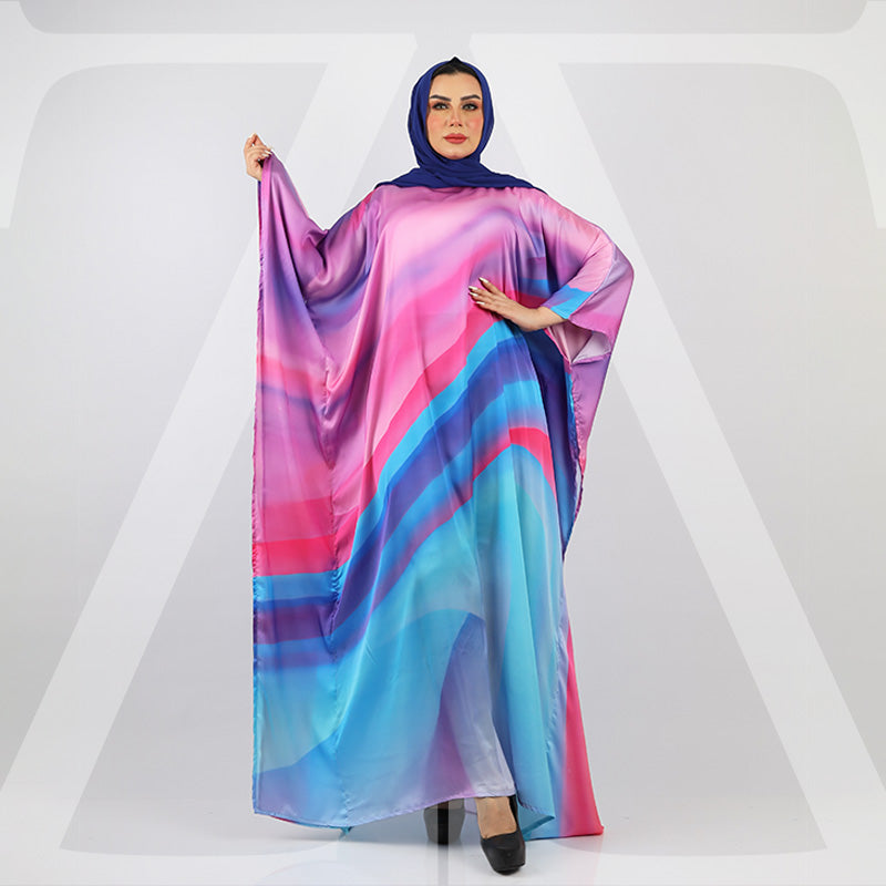 Dubai Silky Satin Jalabiya - Printed