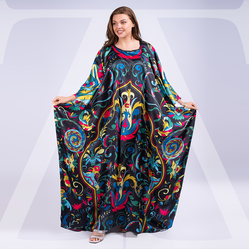 Dubai Silky Satin Jalabiya - Printed