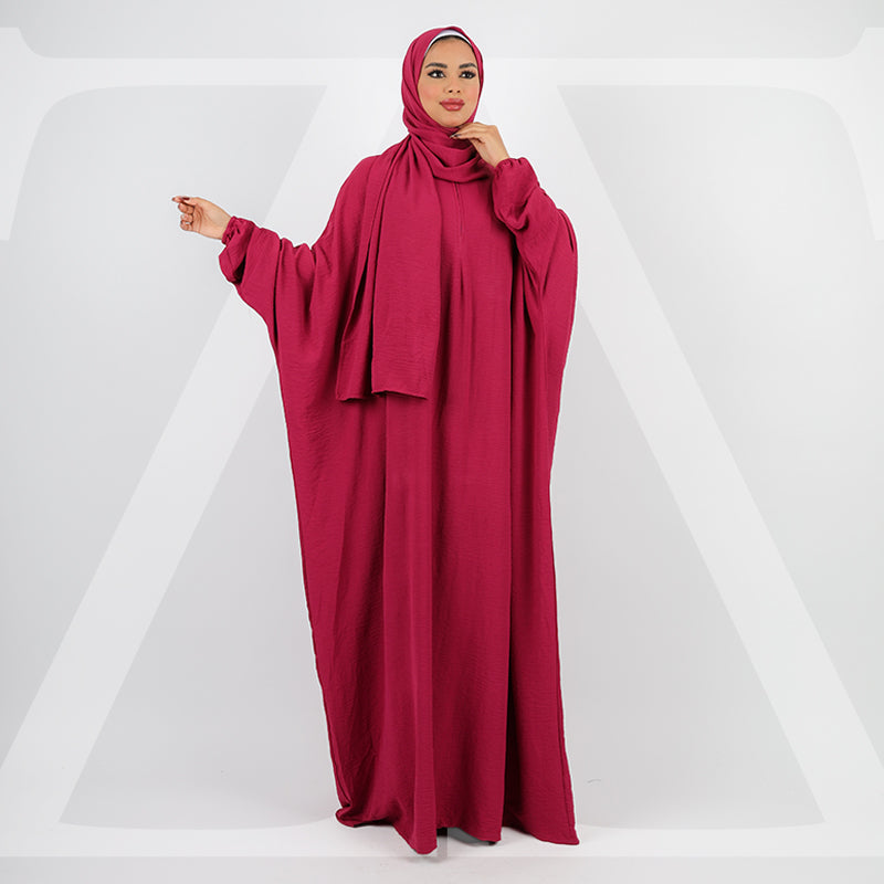 Practical Crepe Saudi prayer dress  with headscarf- plain