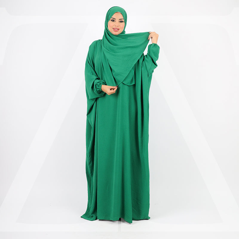 Practical Crepe Saudi prayer dress  with headscarf- plain