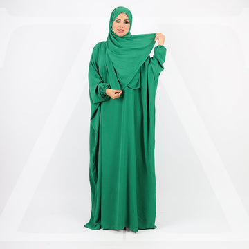 Practical Crepe Saudi prayer dress  with headscarf- plain