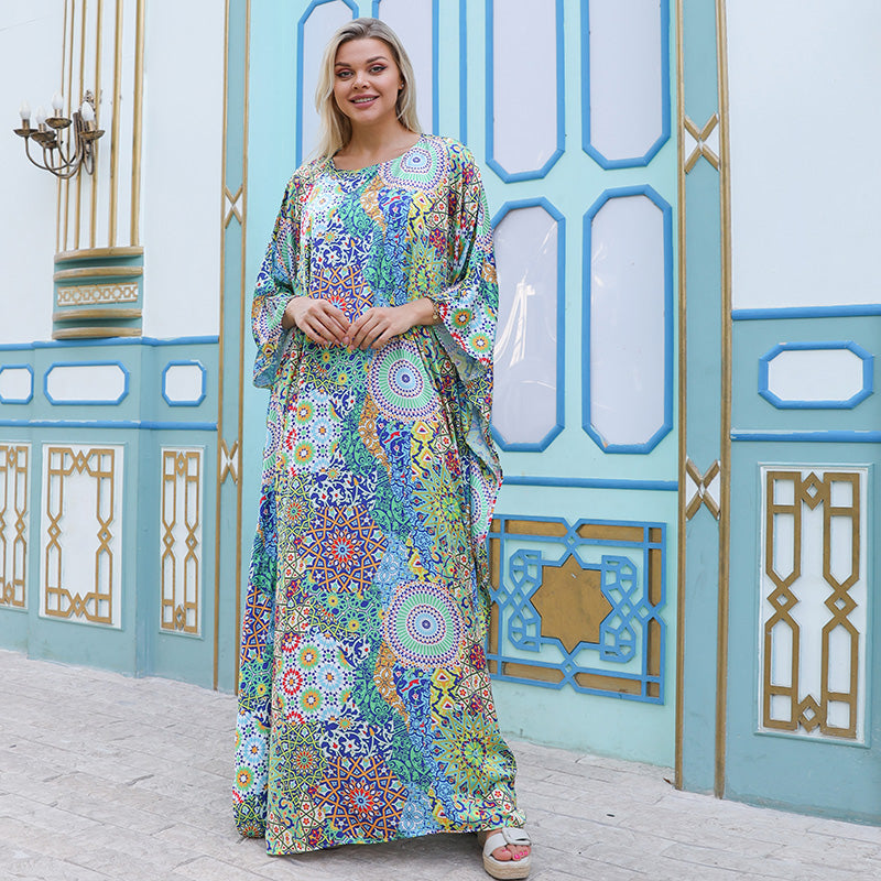 Dubai Silky Satin Jalabiya - Printed