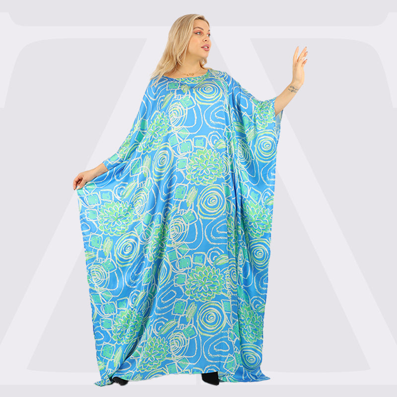 Dubai Silky Satin Jalabiya - Printed