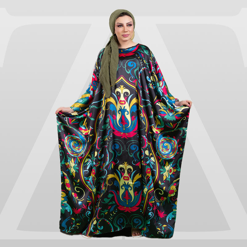 Dubai Silky Satin Jalabiya - Printed